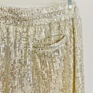 Silver Sequin Ivory Pants